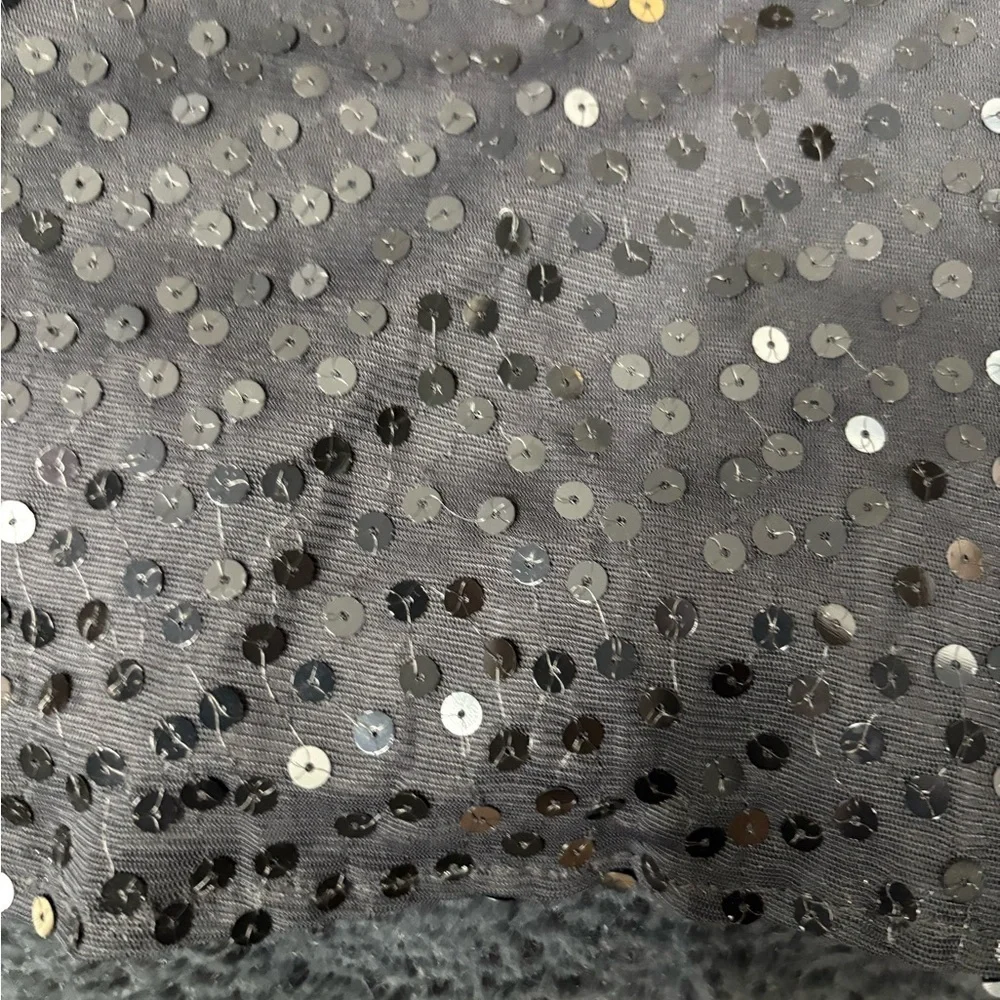 Vintage Y2K 2000s edgy cocktail boho disco sequin midi black skirt size 25